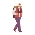 Grandfather with backpack hiking