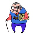 Character grandfather in cartoon style