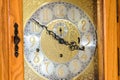 Grandfather Clock Face and Oak Case Royalty Free Stock Photo