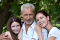 Grandfather, daughte and granddaughter outdoor