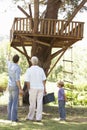 Grandfather, Father And Son Building Tree House Together Royalty Free Stock Photo