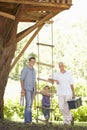 Grandfather, Father And Son Building Tree House Together Royalty Free Stock Photo