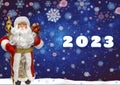 Grandfather Frost with gifts. The concept of the New Year. A greeting card for the Christmas card. Royalty Free Stock Photo