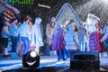 Grandfather Frost invites young viewers to the scene. Pyatigorsk (Russia)