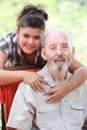 Grandfather and grandaughter Royalty Free Stock Photo