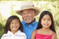 Grandfather With Grandchildren In Garden Royalty Free Stock Photo