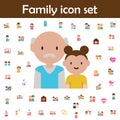 Grandfather, granddaughter cartoon icon. Family icons universal set for web and mobile