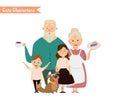 Grandfather and granddaughter, grandmother and grandson. Royalty Free Stock Photo