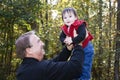 Grandfather and granddaughter playing