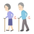 Grandfather and grandmother with a backache