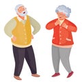 Grandfather and grandmother rejoice and dance together, isolated object on a white background