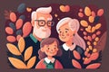 Grandfather and grandmother with their granddaughter are smiling. Grandparents day concept