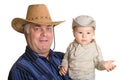 Grandfather and grandson in a cowboy hat. Royalty Free Stock Photo