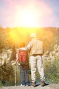 Grandfather and Grandson Fishing at Lake Royalty Free Stock Photo