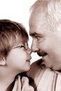 Grandfather grandson forehead Royalty Free Stock Photo