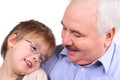 Grandfather grandson forehead Royalty Free Stock Photo