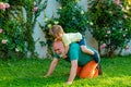 Grandfather and Grandson - piggy back ride. Healthcare family lifestyle. Happy family father and child on meadow with a Royalty Free Stock Photo