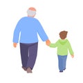 Grandfather and grandson walking Royalty Free Stock Photo