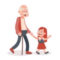 Grandfather and his granddaughter walking