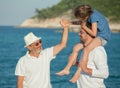 Grandfather holding girl s hand