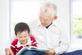 Grandfather reading a story book for his grandson Royalty Free Stock Photo