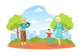 Grandfather Shooting Grandmother with Grandchild in Park, Grandparents and Grandchild Having Good Time Together at Sunny Royalty Free Stock Photo