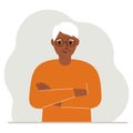 Grandfather with a smile and arms crossed on his chest. Vector