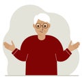 Grandfather with a smile and arms spread out in different directions. Vector