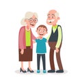 Grandfather, smiley grandmother and happy grandson