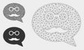 Grandfather Smiley Message Vector Mesh Wire Frame Model and Triangle Mosaic Icon Royalty Free Stock Photo
