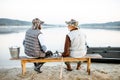 Grandfather with son fishing together Royalty Free Stock Photo