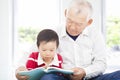 Grandfather telling story to his grandson Royalty Free Stock Photo