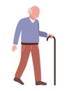 grandfather using cane walking Royalty Free Stock Photo