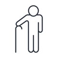 Grandfather with walk stick character family day, icon in outline style