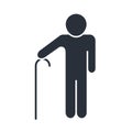 Grandfather with walk stick character family day, icon in silhouette style