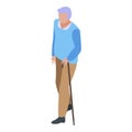 Grandfather walking stick icon, isometric style