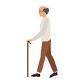 Grandfather walking with stick