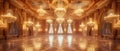 Grandiose Ballroom with Majestic Chandeliers and Plush Drapery. Concept Luxurious Venue, Opulent