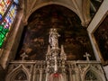 The grandiose church of St. Michael in Dijon, Burgundy. Interior of a gothic cathedral Royalty Free Stock Photo