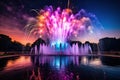 Grandiose fireworks, water in the foreground.