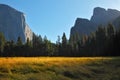 Grandiose landscape in a valley Yosemite park. Royalty Free Stock Photo