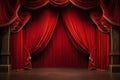 Grandiose Red stage curtains. Generate Ai