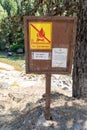 Sign warns visitors to Sacajawea Hot Springs of no soap and no campfires in the area
