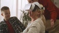 Grandma in augmented reality headset Royalty Free Stock Photo