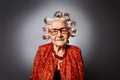 Grandma with curlers Royalty Free Stock Photo