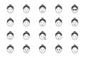 Grandma emoticons flat icons. Vector illustration include icon - mental health, worry, disappointed glyph silhouette