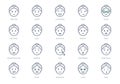 Grandma emoticons line icons. Vector illustration include icon - mental health, worry, disappointed outline pictogram