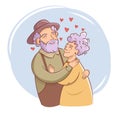 Grandma and grandpa hug. Grandparents day Vector. Cartoon. Isolated art on white background. Flat