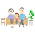 Grandma, grandpa, and kids sitting on the couch