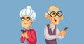 Elderly Couple Holding Smartphones Checking the Internet Vector Cartoon